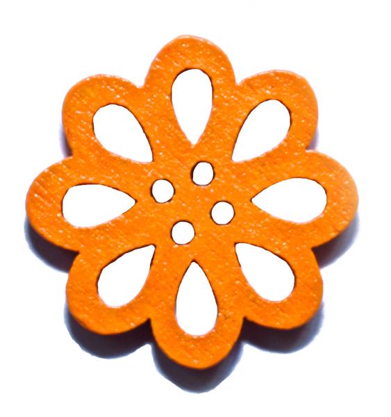 Kinderknop als bloemen van hout in oranje 20 mm 0,79 inch